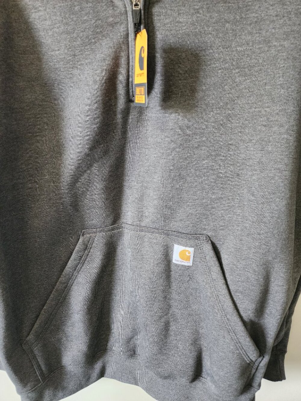 Carhartt Sweatshirt Men’s Large Tall Loose Fit 1/4 Zip Mock Neck Carbon Heather - Picture 4 of 5